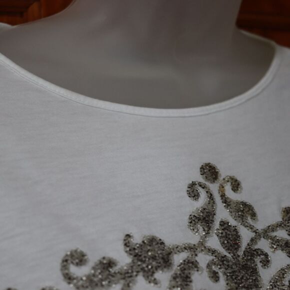 Velvet Silver Embellished Long Sleeve Tee | Vintage 90s Normcore Medium - Picture 6 of 12